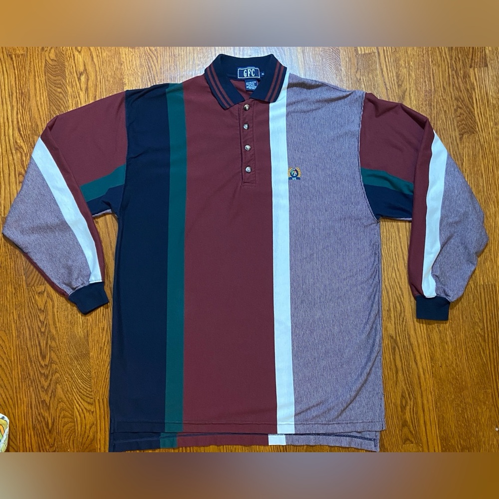 Vintage 90s Dadcore Sportswear Long Sleeve Colorblock Polo